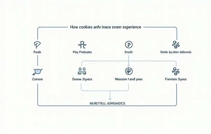 Diagrama de flujo simple mostrando cómo las cookies mejoran la experiencia del usuario y la analítica del sitio web.