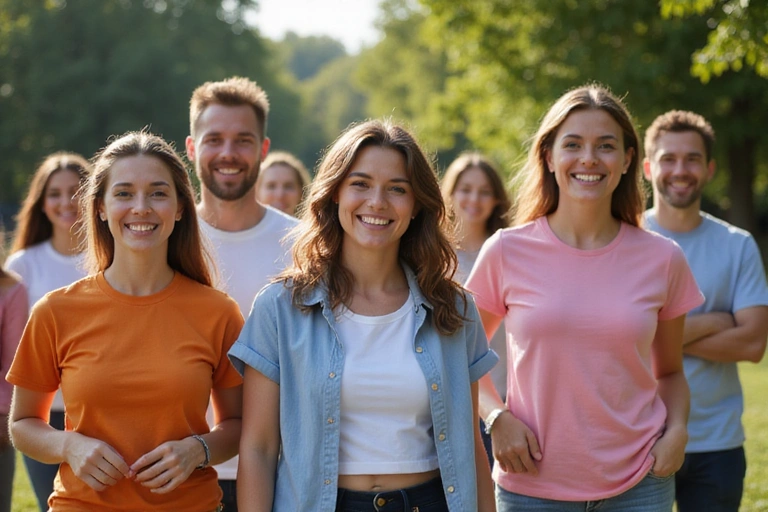 Personas diversas y sonrientes en un entorno saludable y activo